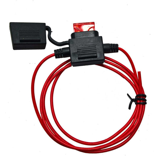 Red 1 m 16 AWG cable with fuseholder & 10 A fuse