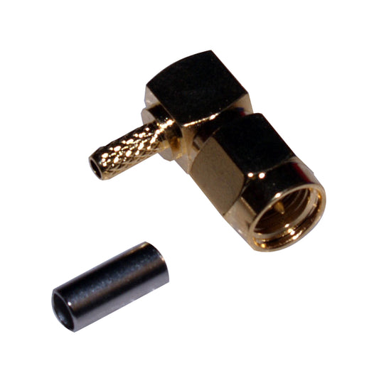 Connector (crimp type) - SMA male right angle for RG-174 cable