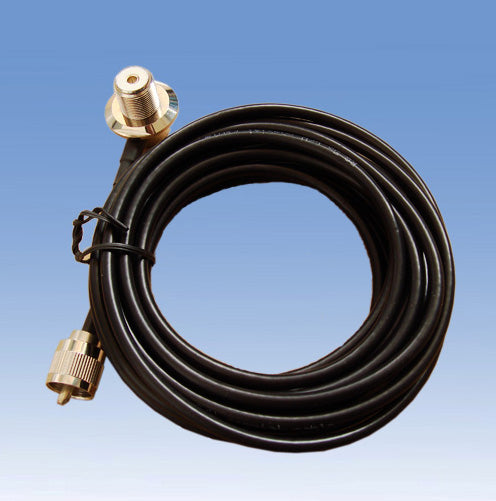 SO239 Antenna socket with retaining nut, 2.85 m (approx.) RG-58 cable and PL259 plug.