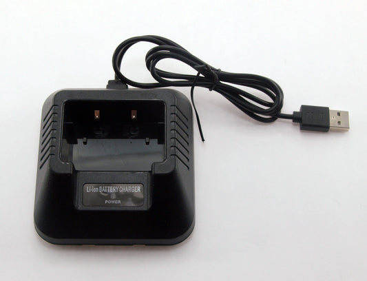 USB powered drop-in charging base for Baofeng UV-5R handheld transceivers